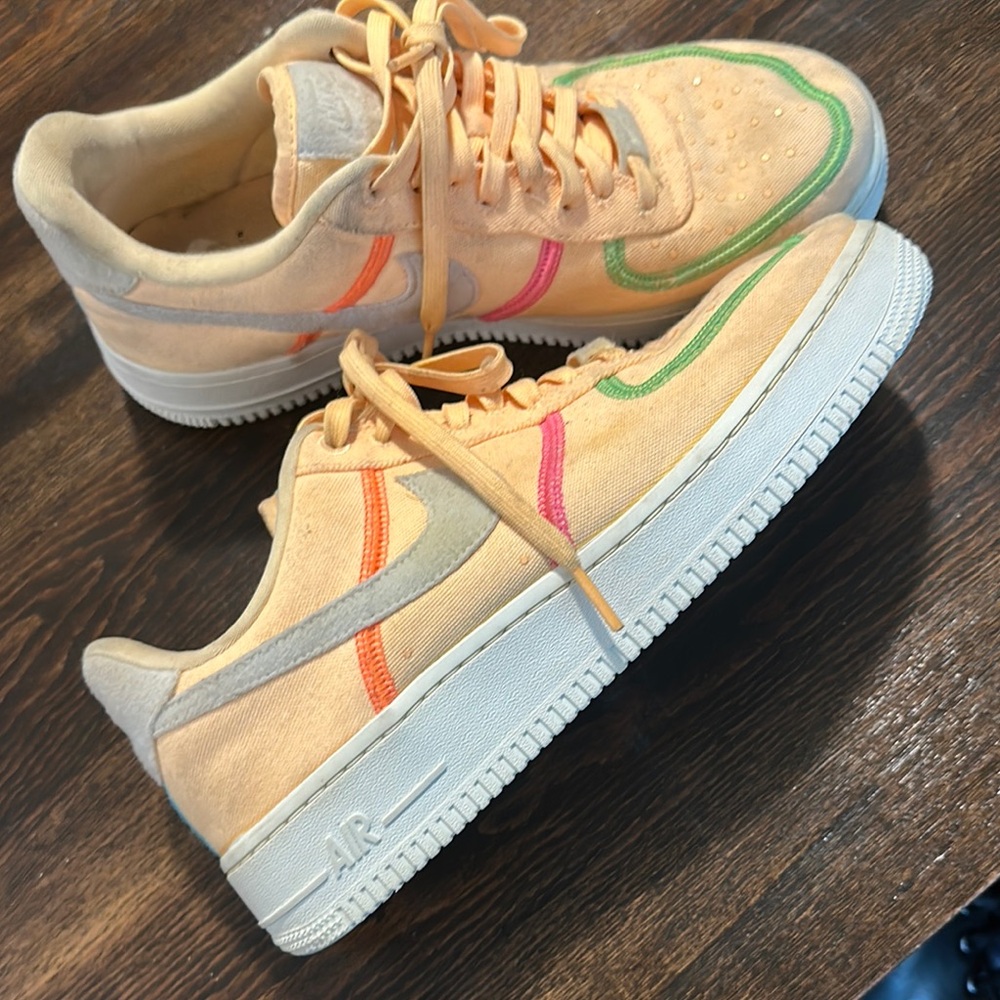 Nike Women's Sneakers in Peach, Green, and Pink